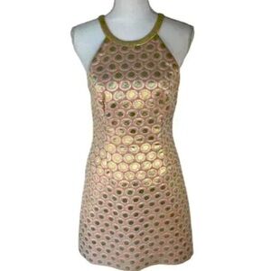 Lilly Pulitzer Gold and Cream Halter Mini Dress